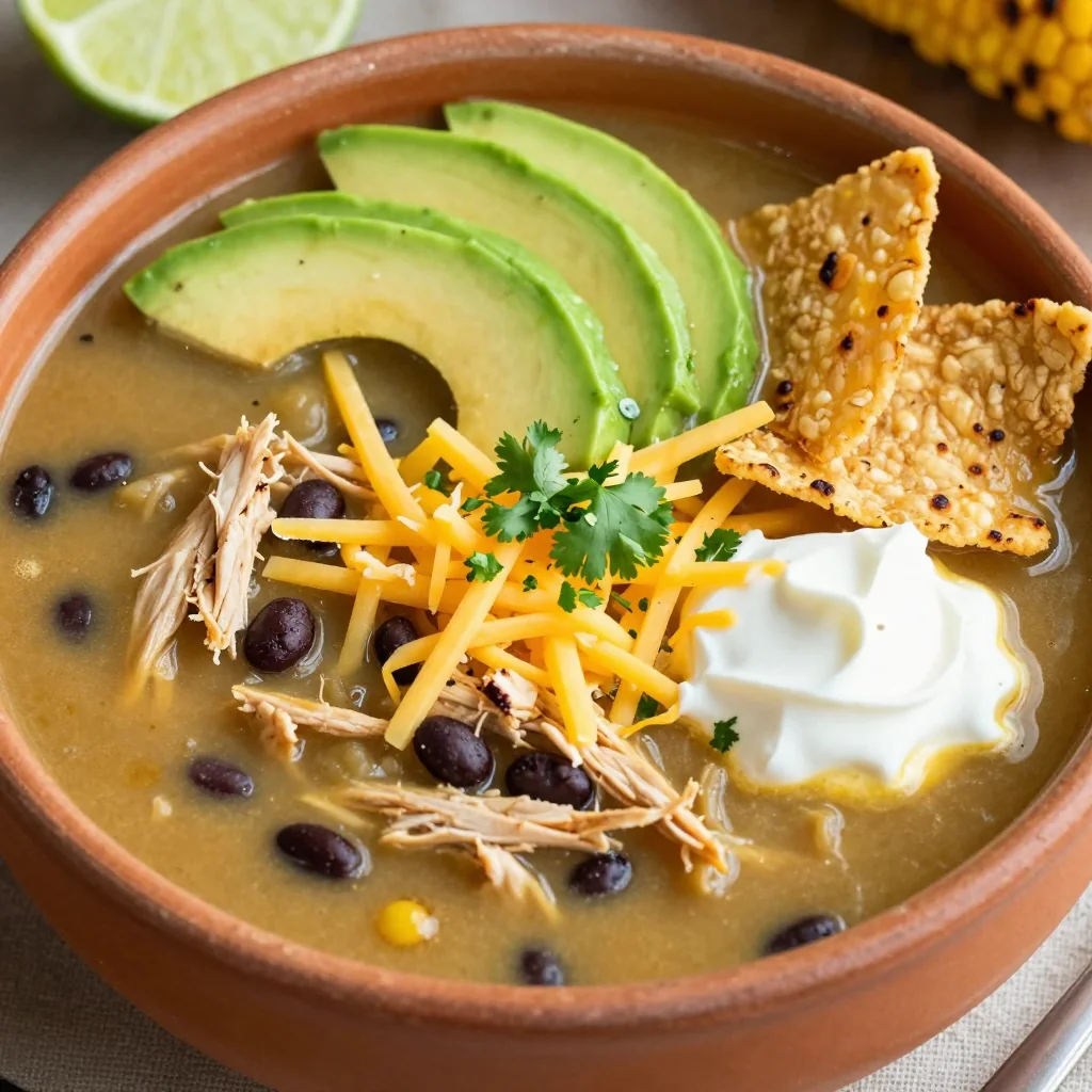 Creamy Chicken Tortilla Soup with Avocado