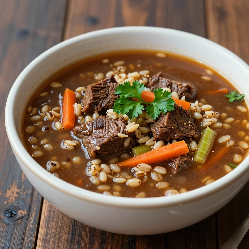 Slow Cooker Beef and Barley Soup for January Nights