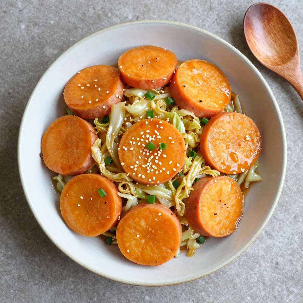 pantryfriendly sweet potato and cabbage stirfry for clean eating