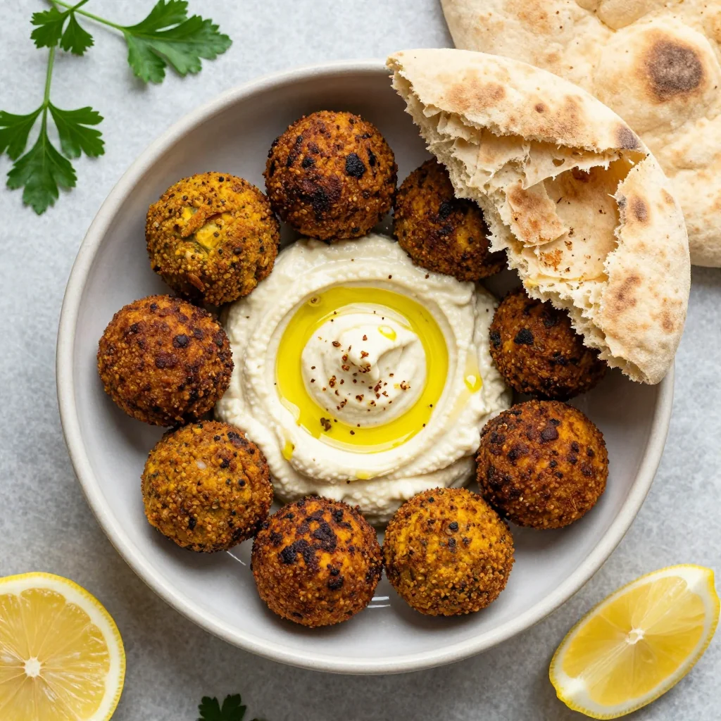 Crispy Air Fryer Falafel with Tahini Dipping Sauce