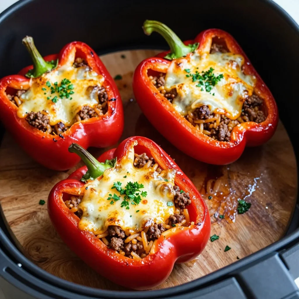 Air Fryer Stuffed Bell Peppers With Beef