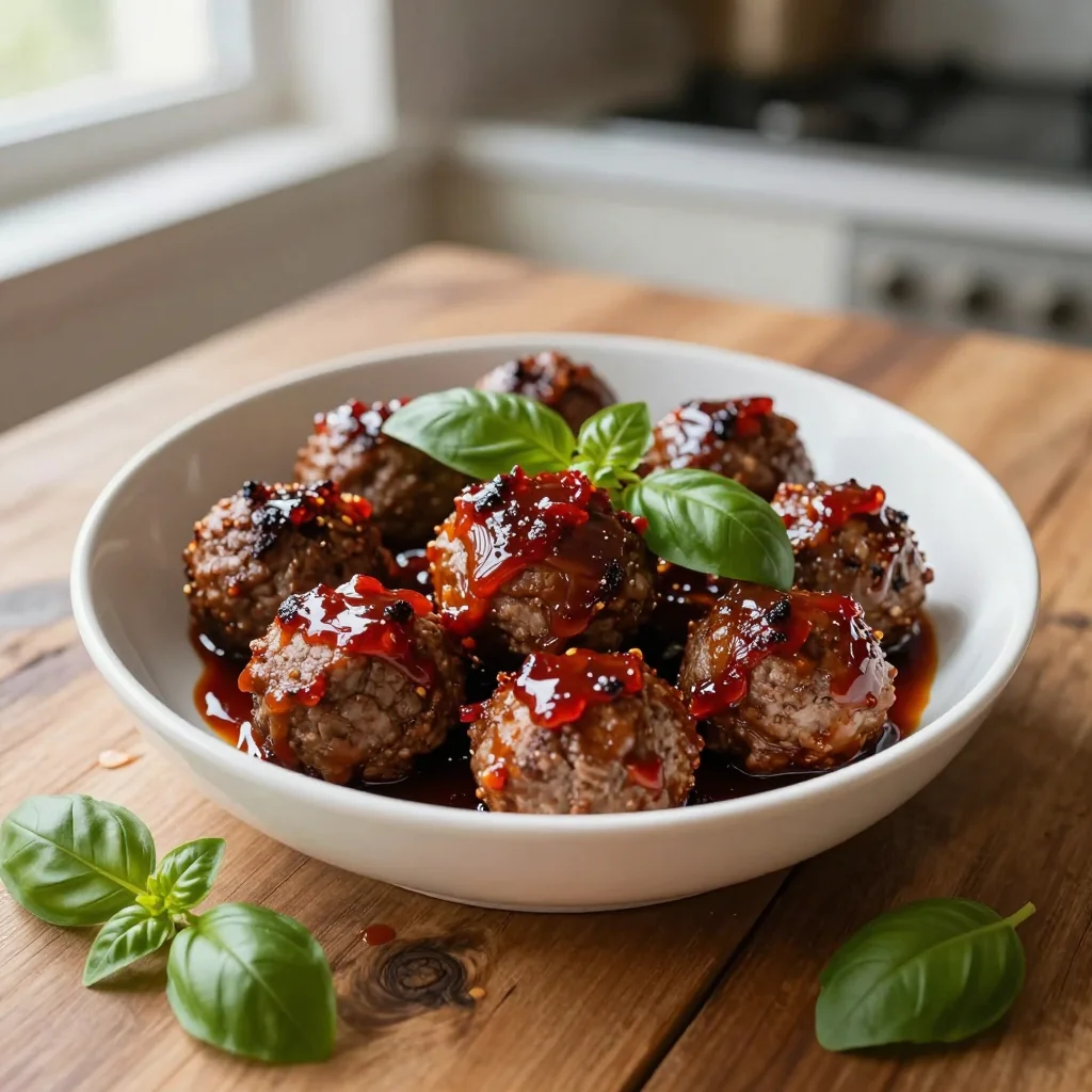 Beef Meatballs with Grape Jelly and Chili Sauce