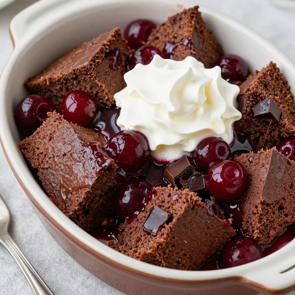 Indulgent Slow Cooker Black Forest Cake Bread Pudding