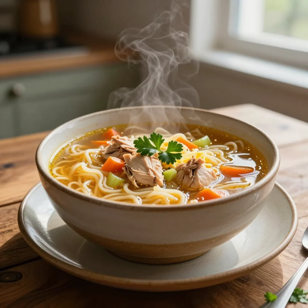 Chicken Noodle Soup with Egg Noodles and Chicken