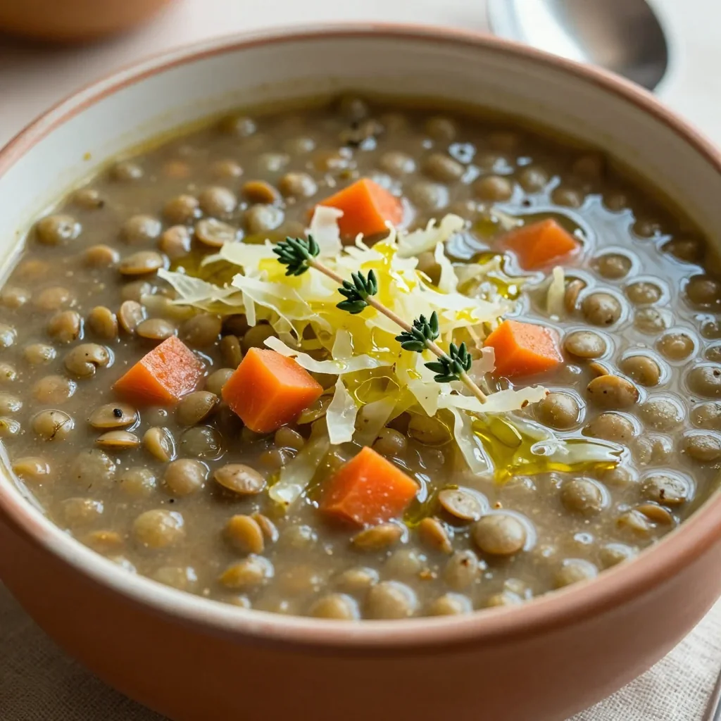 one pot lentil soup with cabbage and carrots for healthy winter meals