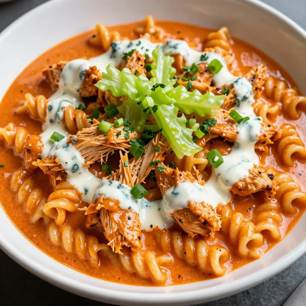 NFL Playoff Buffalo Chicken Pasta That is Spicy and Creamy