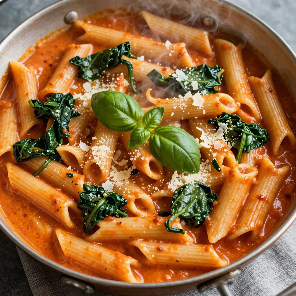 One Pot Creamy Tomato Basil Pasta with Spinach