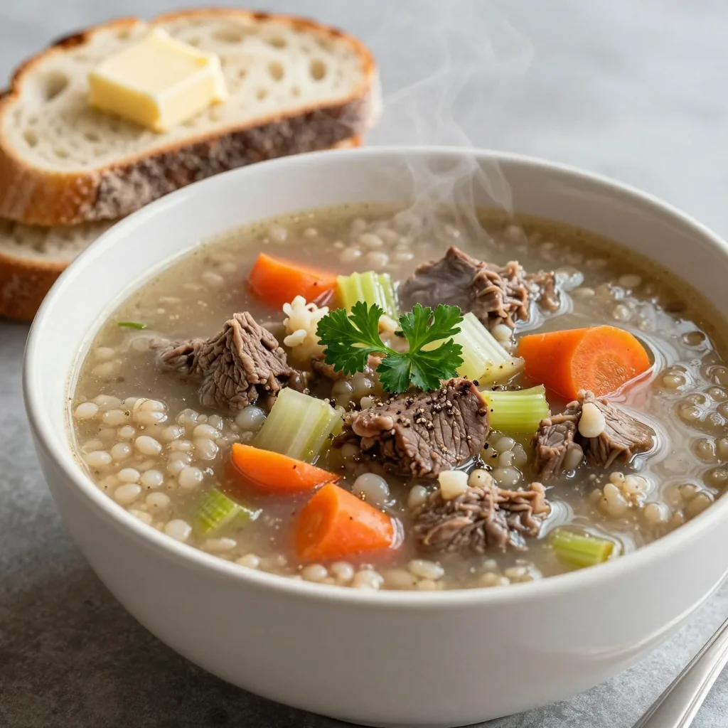 Cozy Beef and Barley Soup for NFL Playoff Sundays