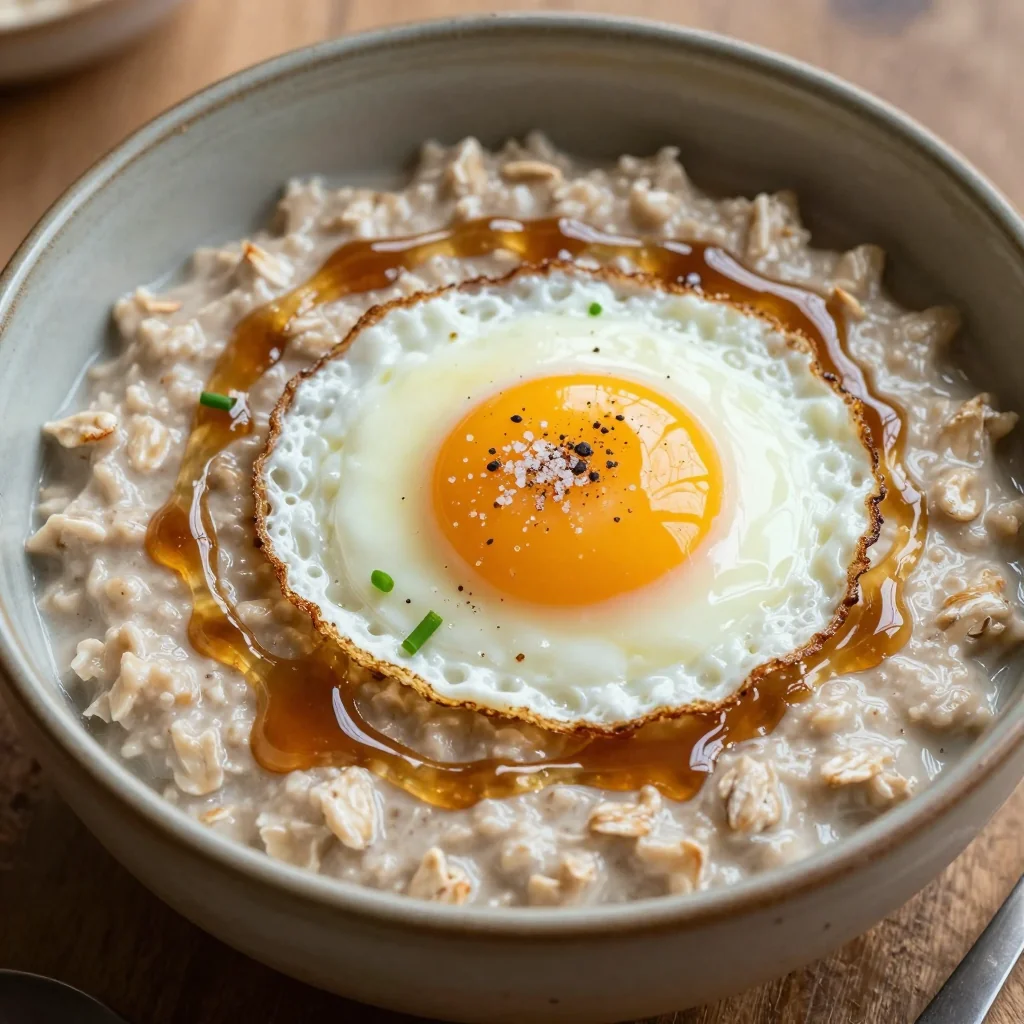 Savory Oatmeal with Fried Egg for Hearty Morning Meals