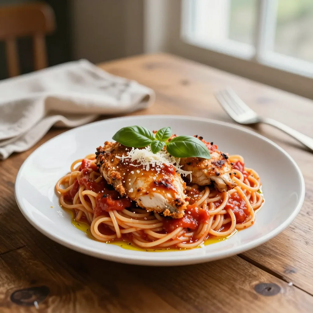 Parmesan Chicken with Pasta Marinara