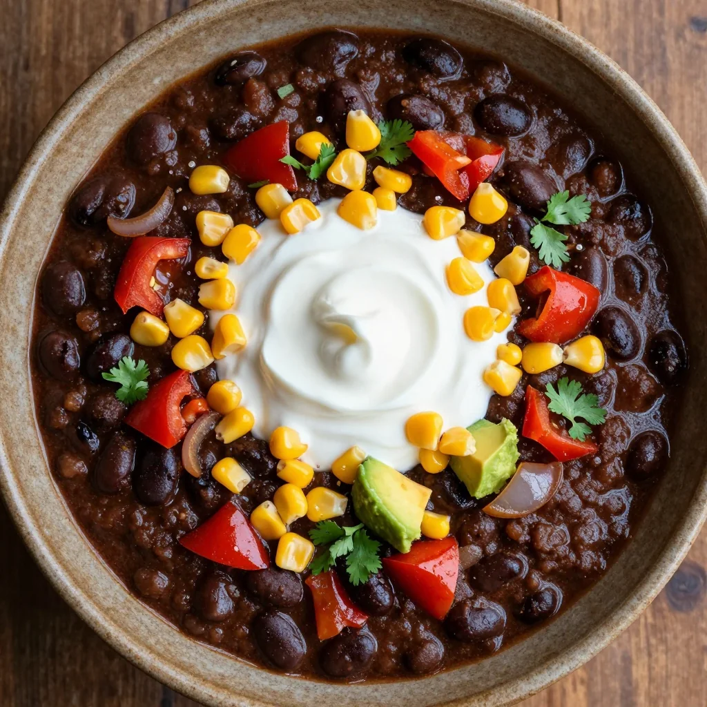 Pantry Clean Out Slow Cooker Black Bean Chili with Corn
