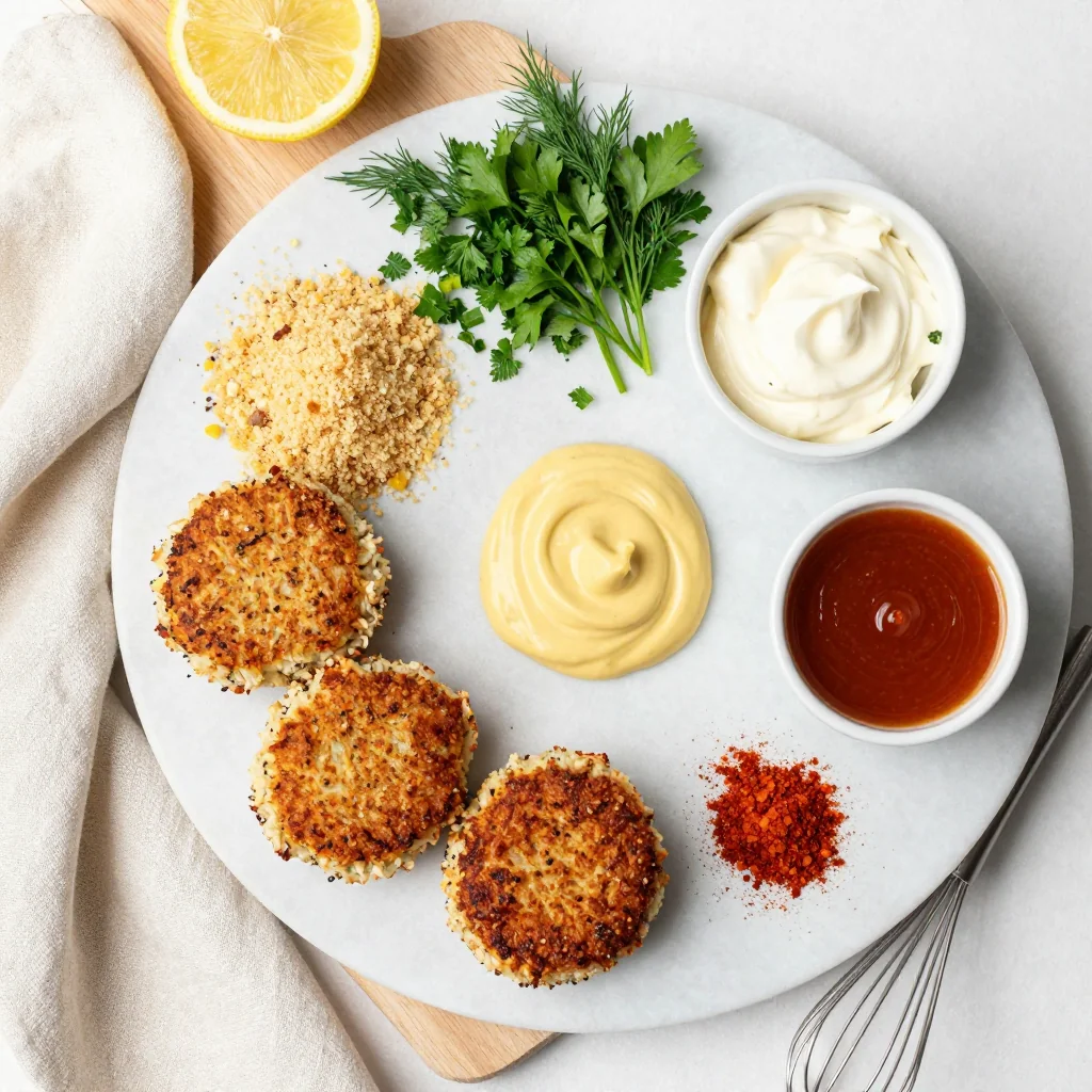 All ingredients for Crab Cakes with Spicy Remoulade Sauce