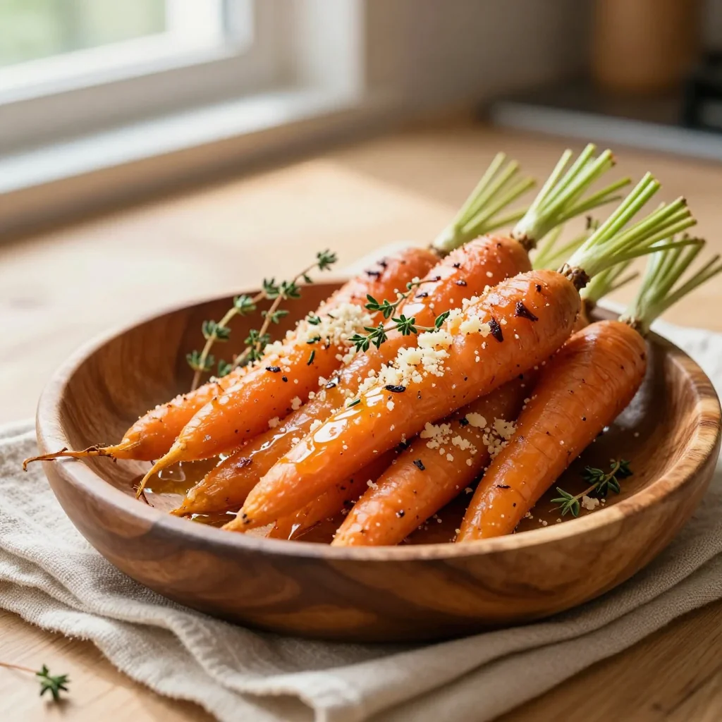 Roasted Carrots with Parmesan Garlic and Herbs