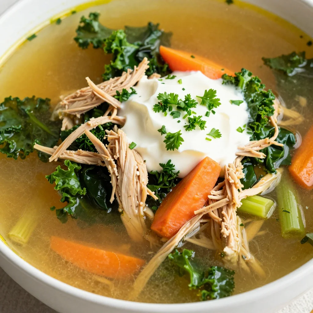 Pantry Clean-Out Soup with Chicken and Greens Recipe