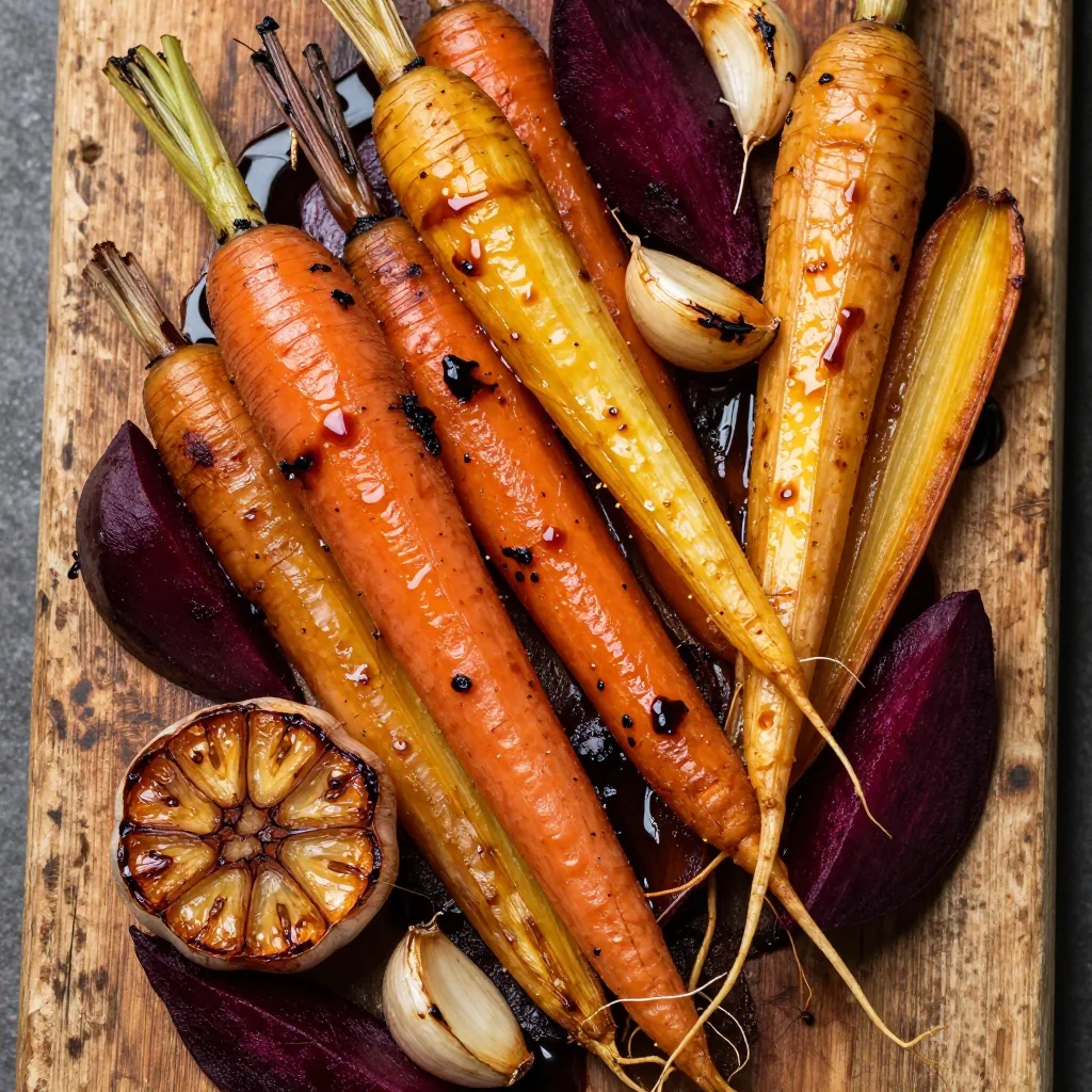 garlic roasted winter vegetables with balsamic glaze for family gatherings