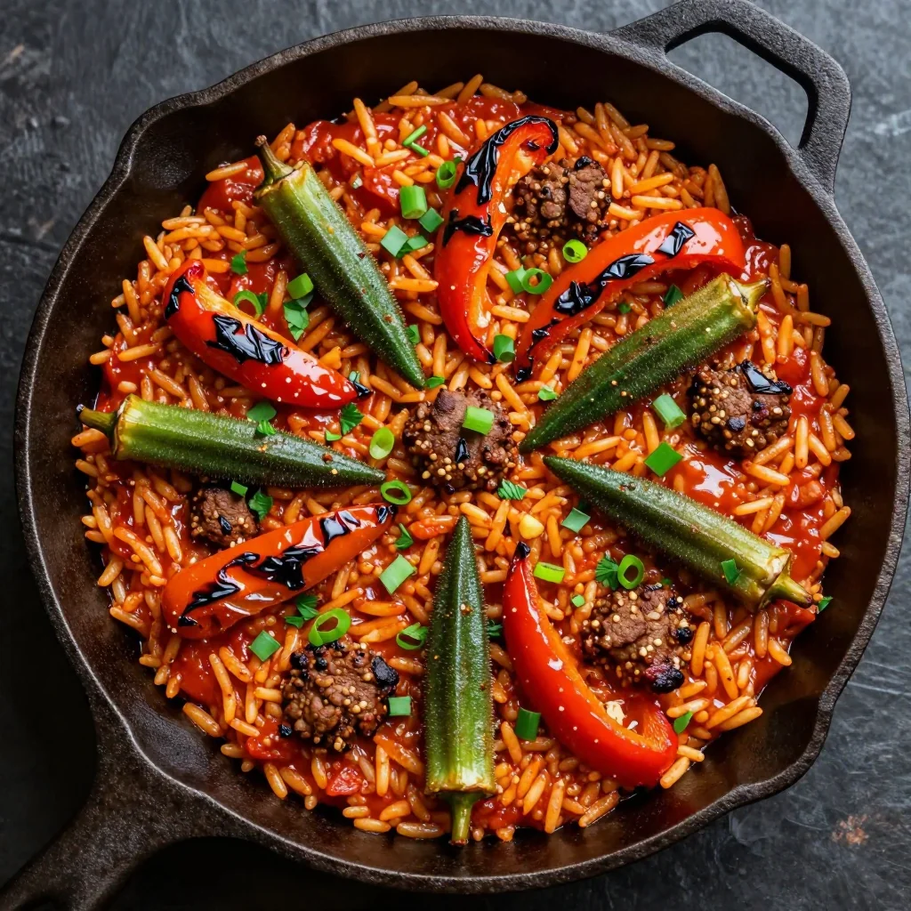 Smoky Vegan Jambalaya With Okra And Bell Peppers