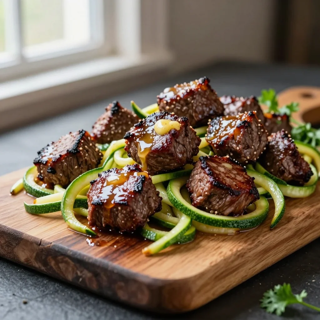 Garlic Butter Steak Bites with Zucchini Noodles