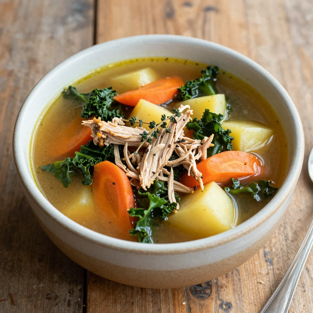 batch cooked chicken and winter vegetable soup for easy family dinners