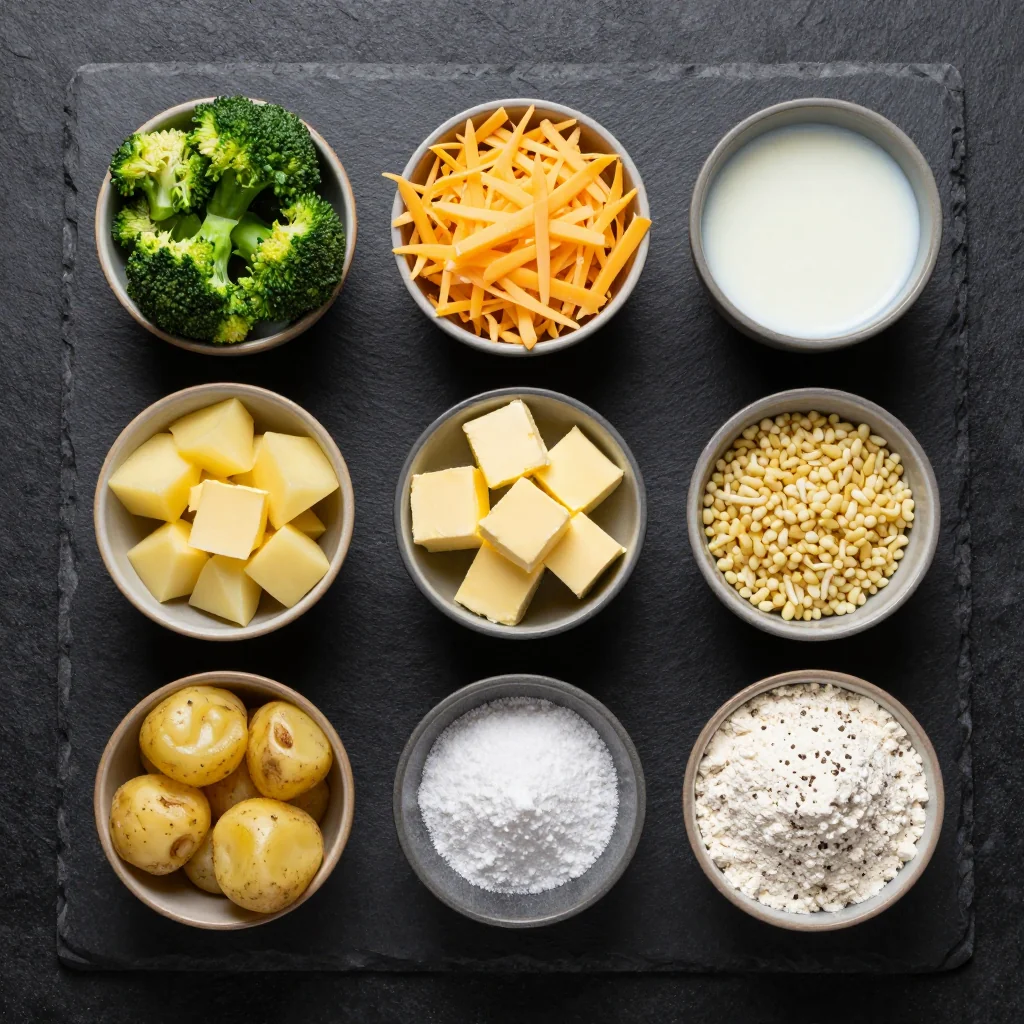 Creamy Broccoli and Cheddar Potato Bake for Kids ingredients
