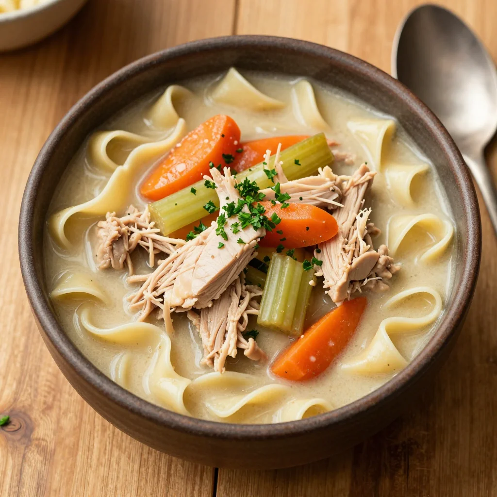Cozy Slow Cooker Chicken And Noodle Stew
