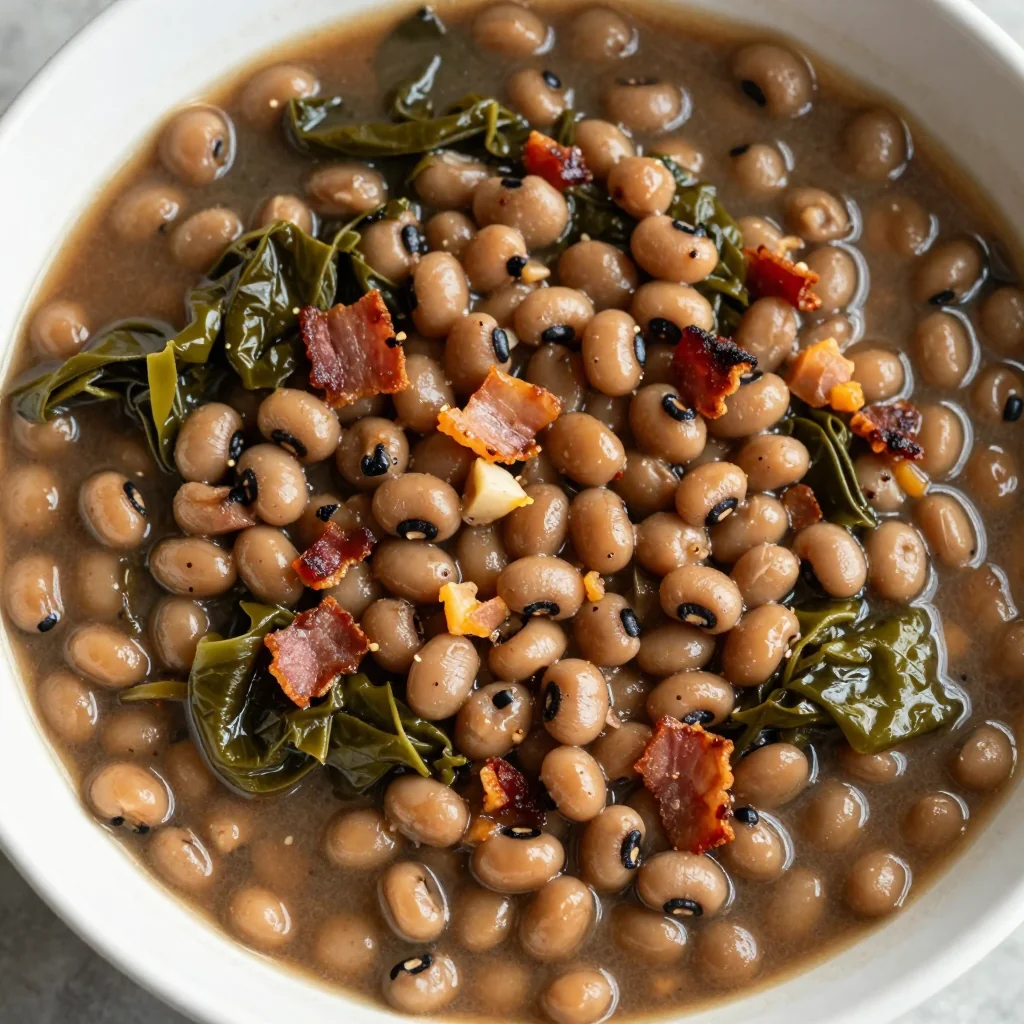 Slow Cooker New Year's Black Eyed Peas with Collards and Bacon