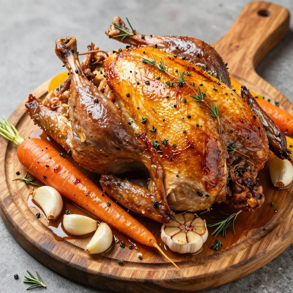 slowroasted herb turkey with garlic root vegetables