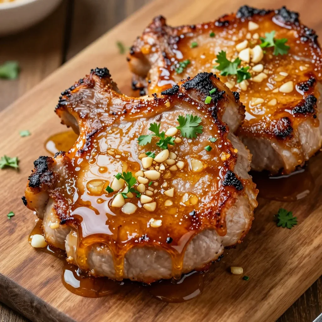 Baked Pork Chops with a Honey Garlic Glaze