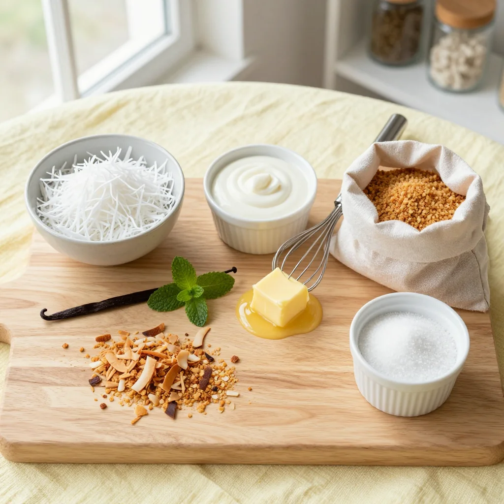 All ingredients for Old Fashioned Coconut Cream Pie