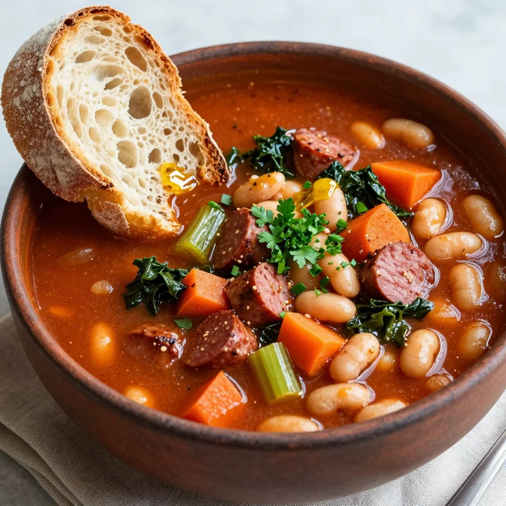 Cozy Spicy Sausage Soup for NFL Playoffs