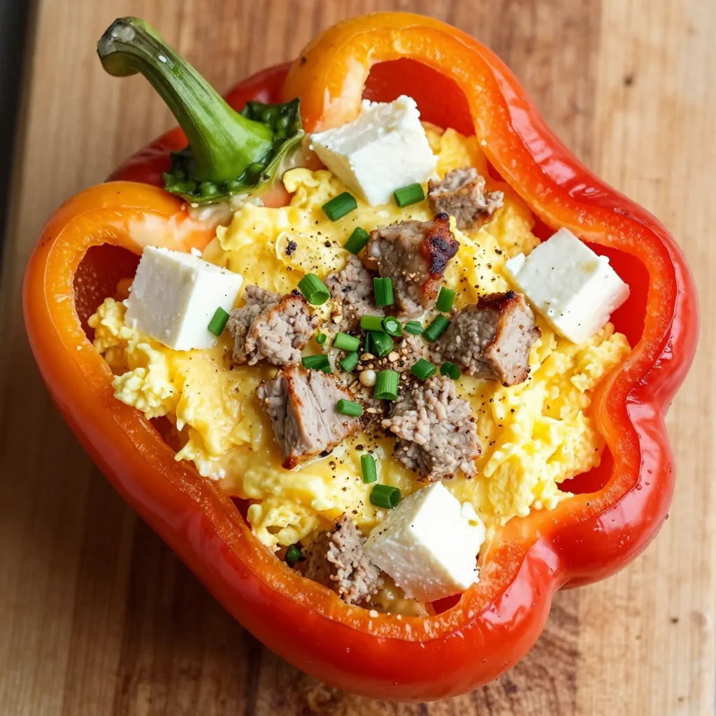Healthy Breakfast Stuffed Peppers with Turkey Sausage