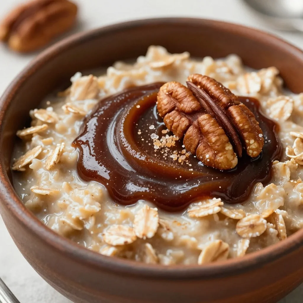Warm Cinnamon Apple Butter Oatmeal for Breakfast