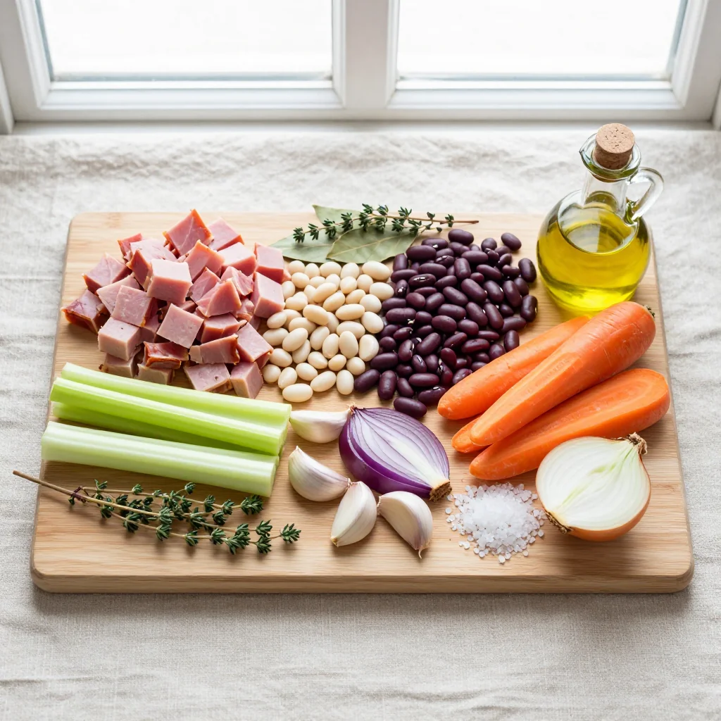 All ingredients for Ham and Bean Soup Instant Pot