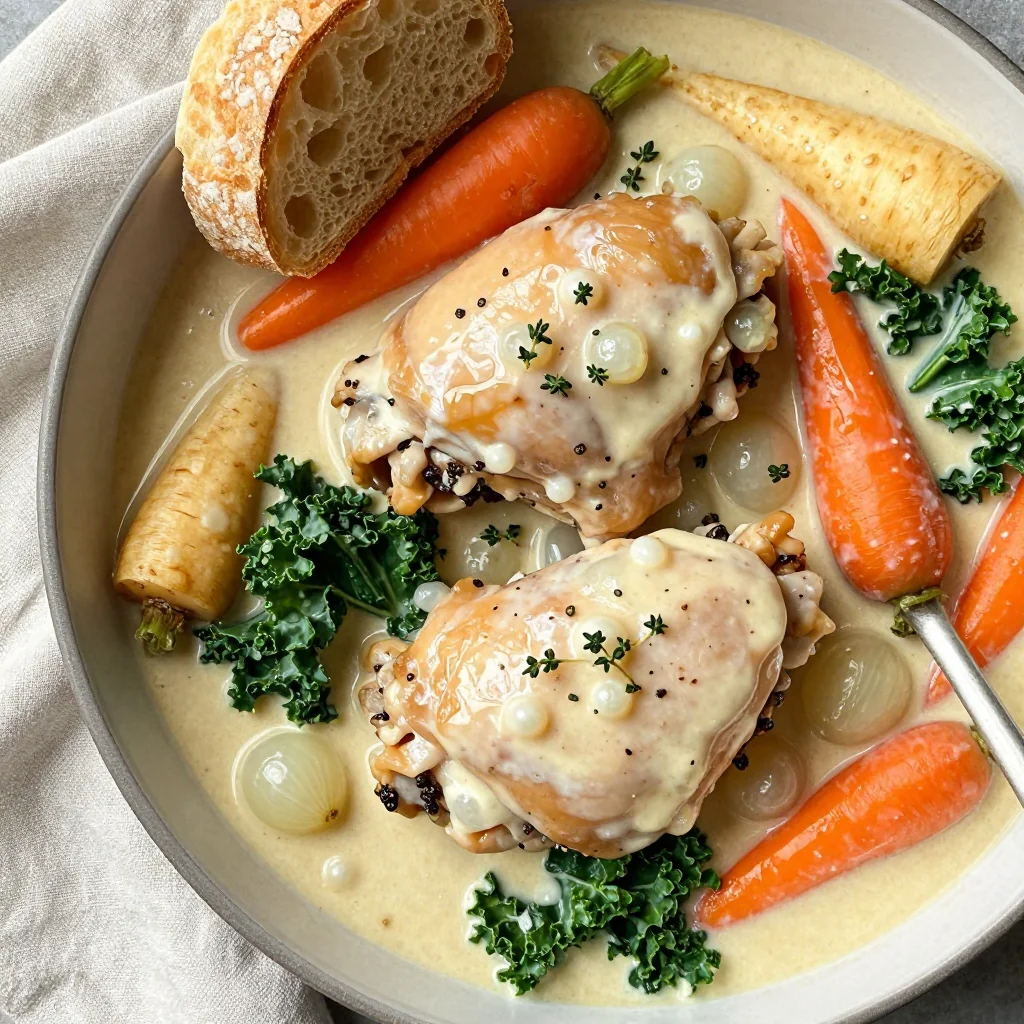 creamy slow cooker chicken and winter vegetable stew for dinner