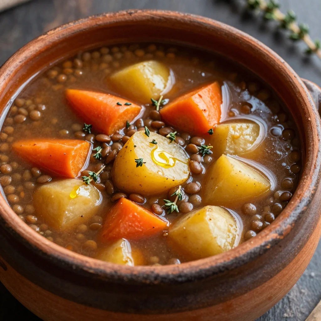 one pot lentil and root vegetable soup for comforting cold day meals