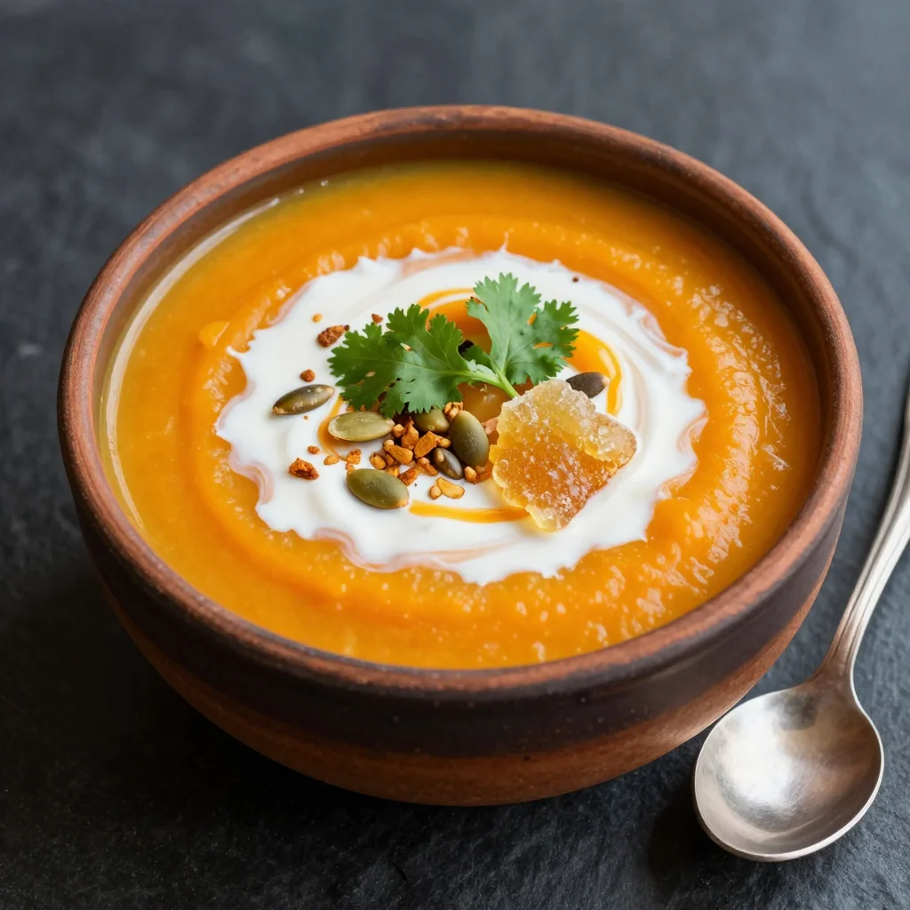 Healthy Creamy Sweet Potato Soup with Ginger and Turmeric