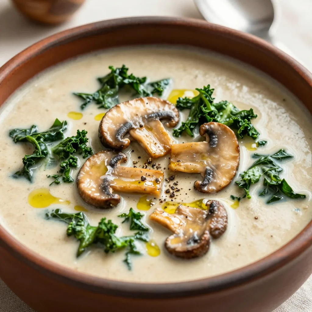 Creamy Mushroom and Kale Soup for MLK Day