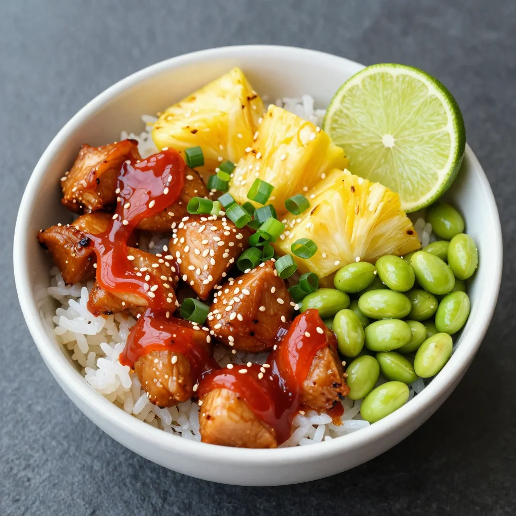 Healthy Meal Prep Spicy Chicken and Pineapple Poke Bowls