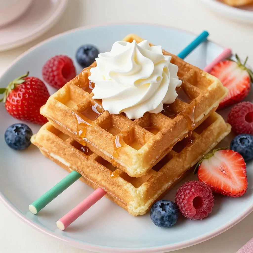 Fluffy Waffle Pops with Fruit for a Kids' Party