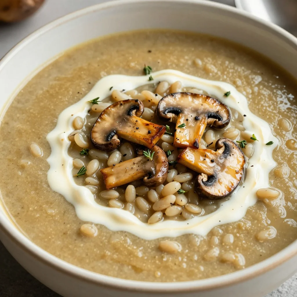 Cozy Creamy Mushroom and Wild Rice Soup for Cozy