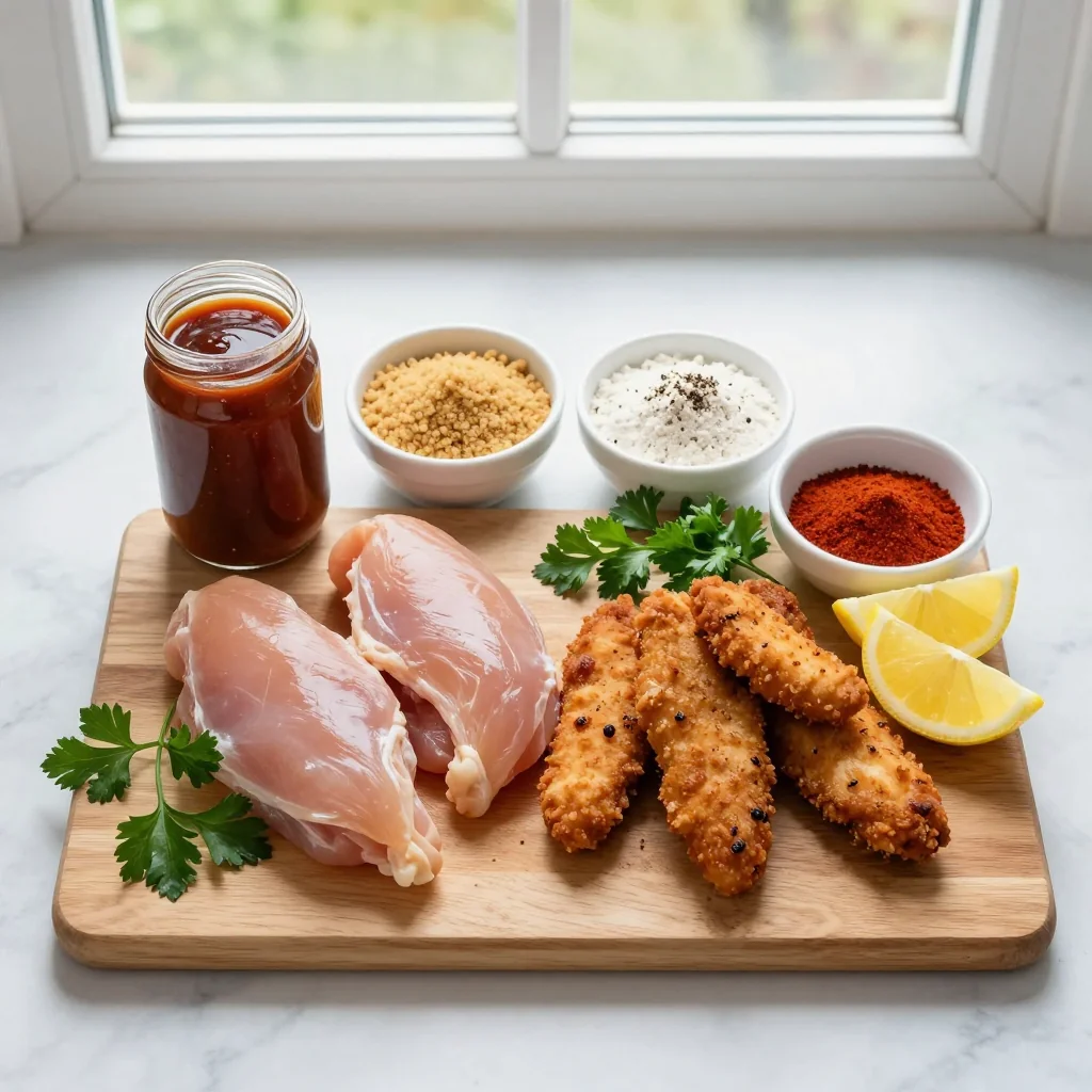 All ingredients for Chicken Tenders with BBQ Dipping Sauce