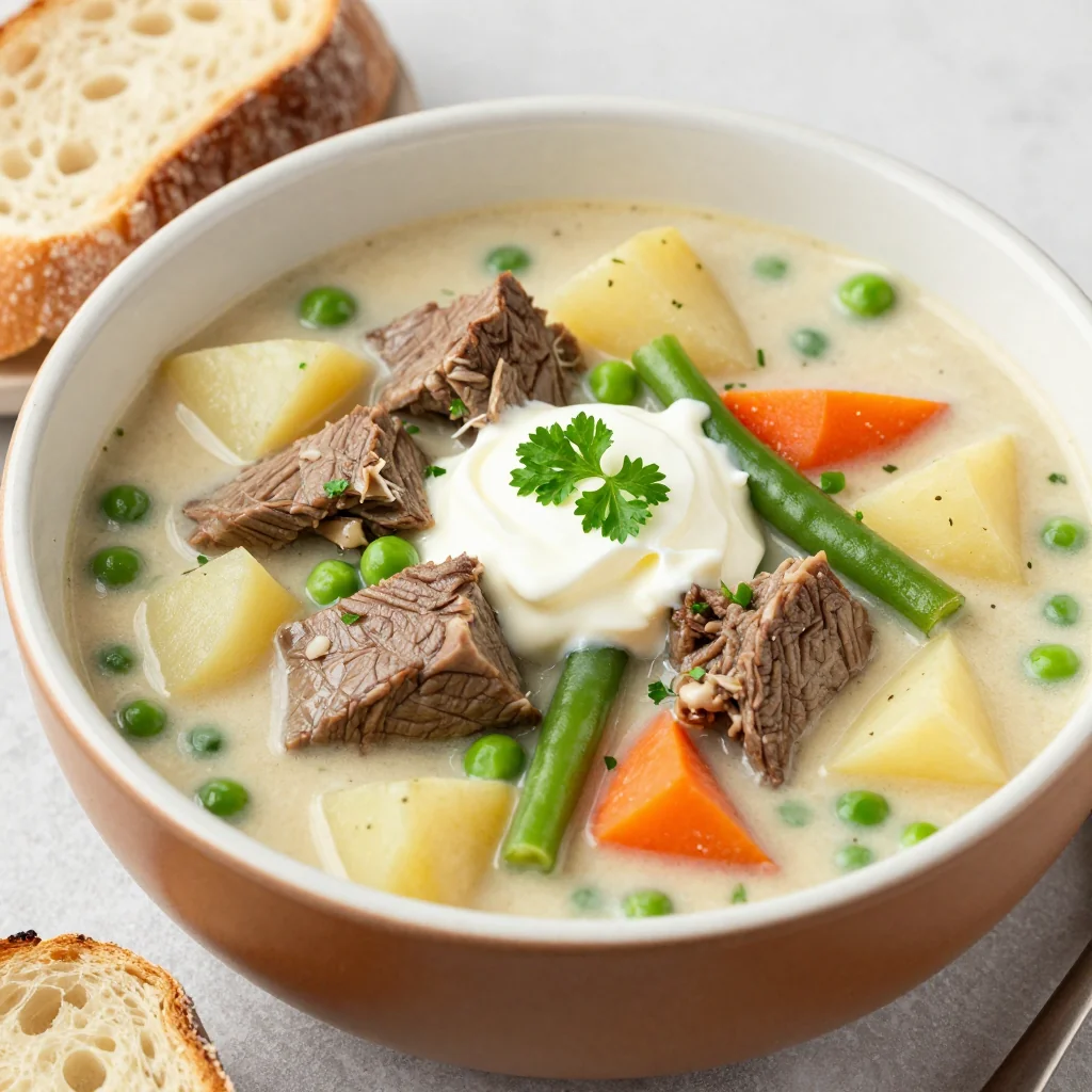 Pantry Clean Out Creamy Beef and Veggie Stew