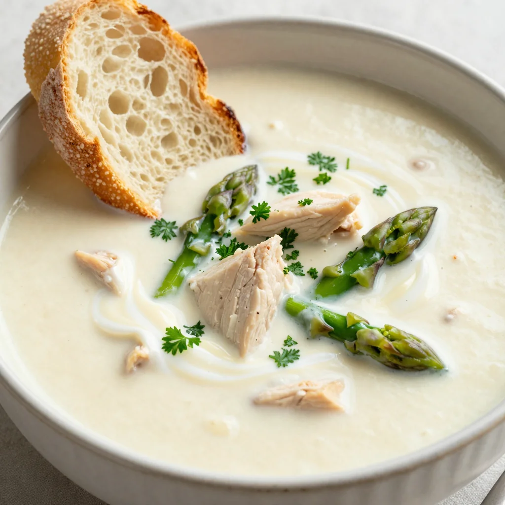 Keto Creamy Chicken and Asparagus Soup for a Light Dinner