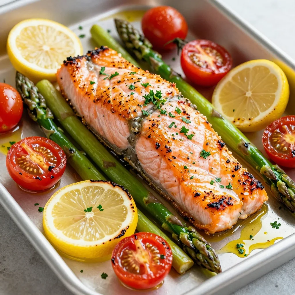 Clean Eating Lemon Herb Salmon Sheet Pan Dinner