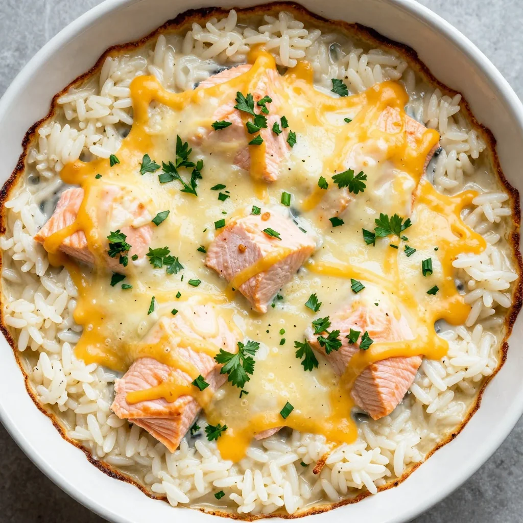 Pantry Clean Out Creamy Salmon and Rice Casserole