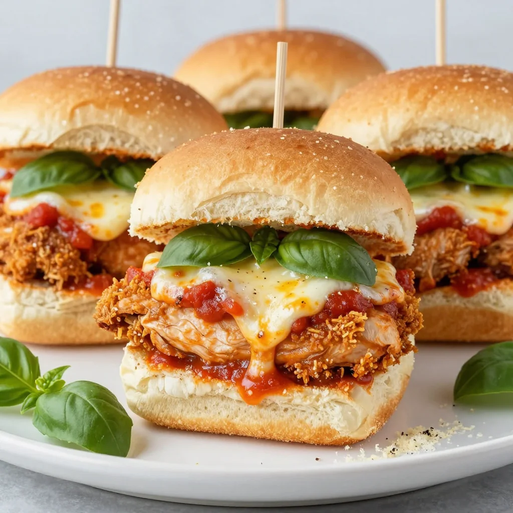 Baked Chicken Parmesan Sliders for a Party Appetizer