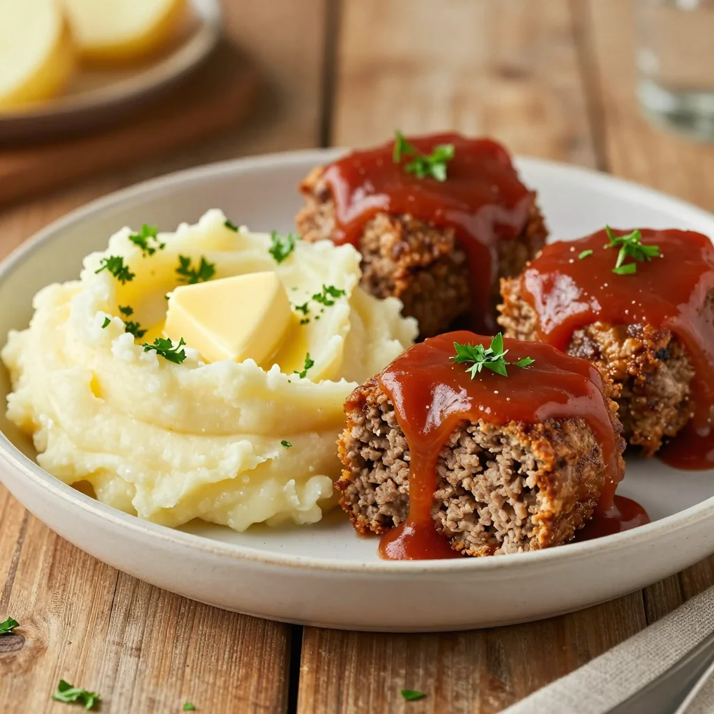 Kid-Friendly Mini Meatloaves with Mashed Potatoes