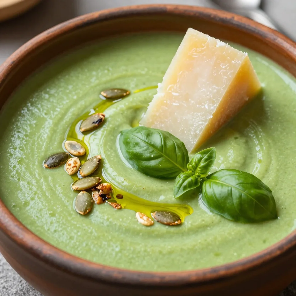 High Protein Creamy Zucchini and Basil Soup