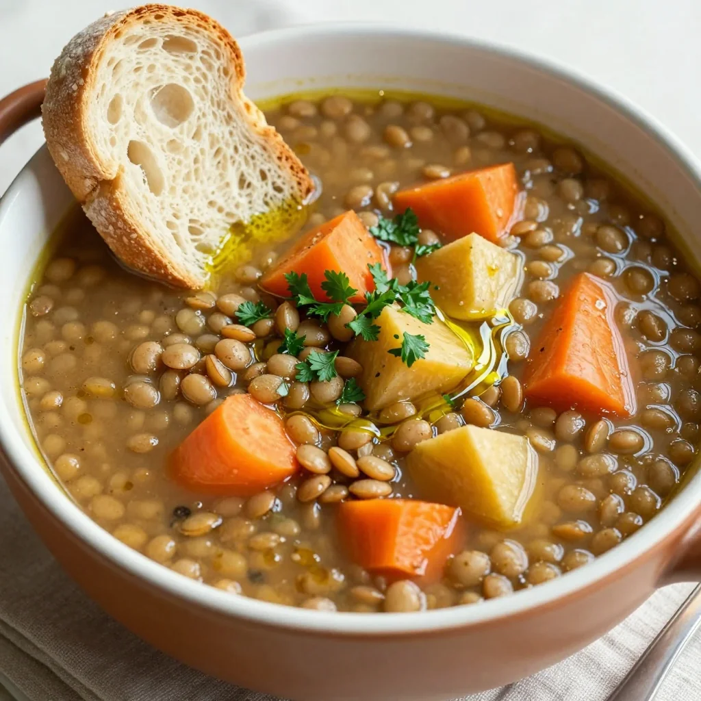 onepot high protein lentil and root vegetable soup for january