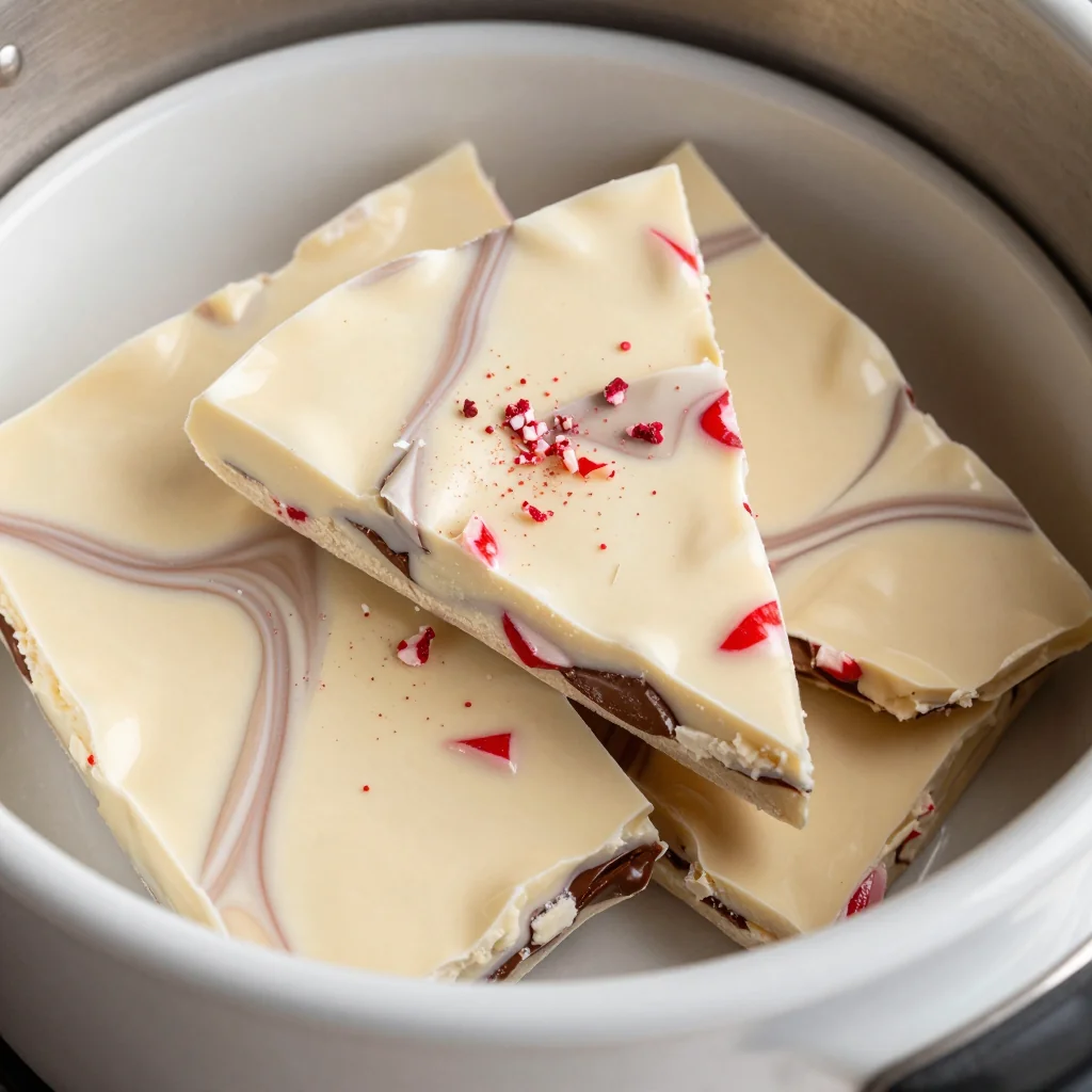 Slow Cooker New Year's Day White Chocolate Peppermint Bark