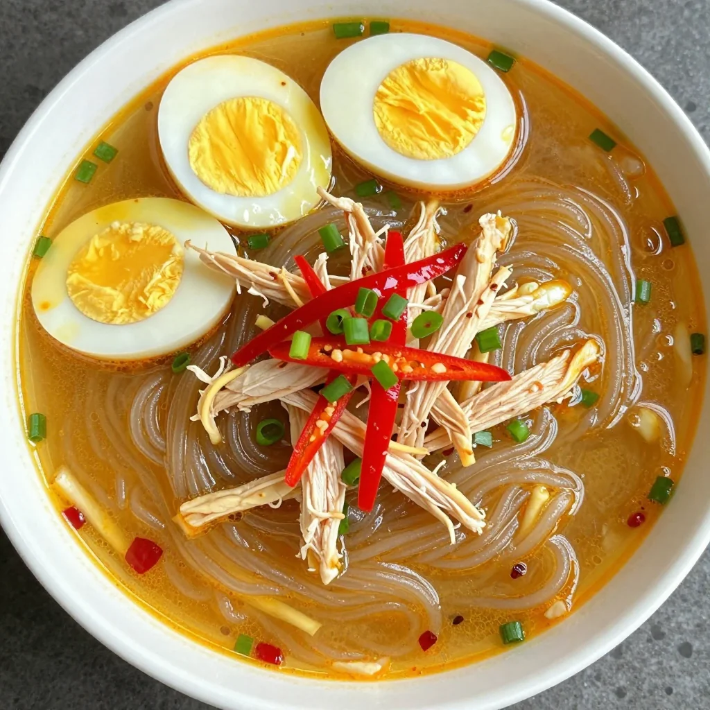 Spicy Ginger Chicken Noodle Soup for Lunch